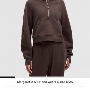 Brown Boxy Cropped Long Sleeve Hoodie